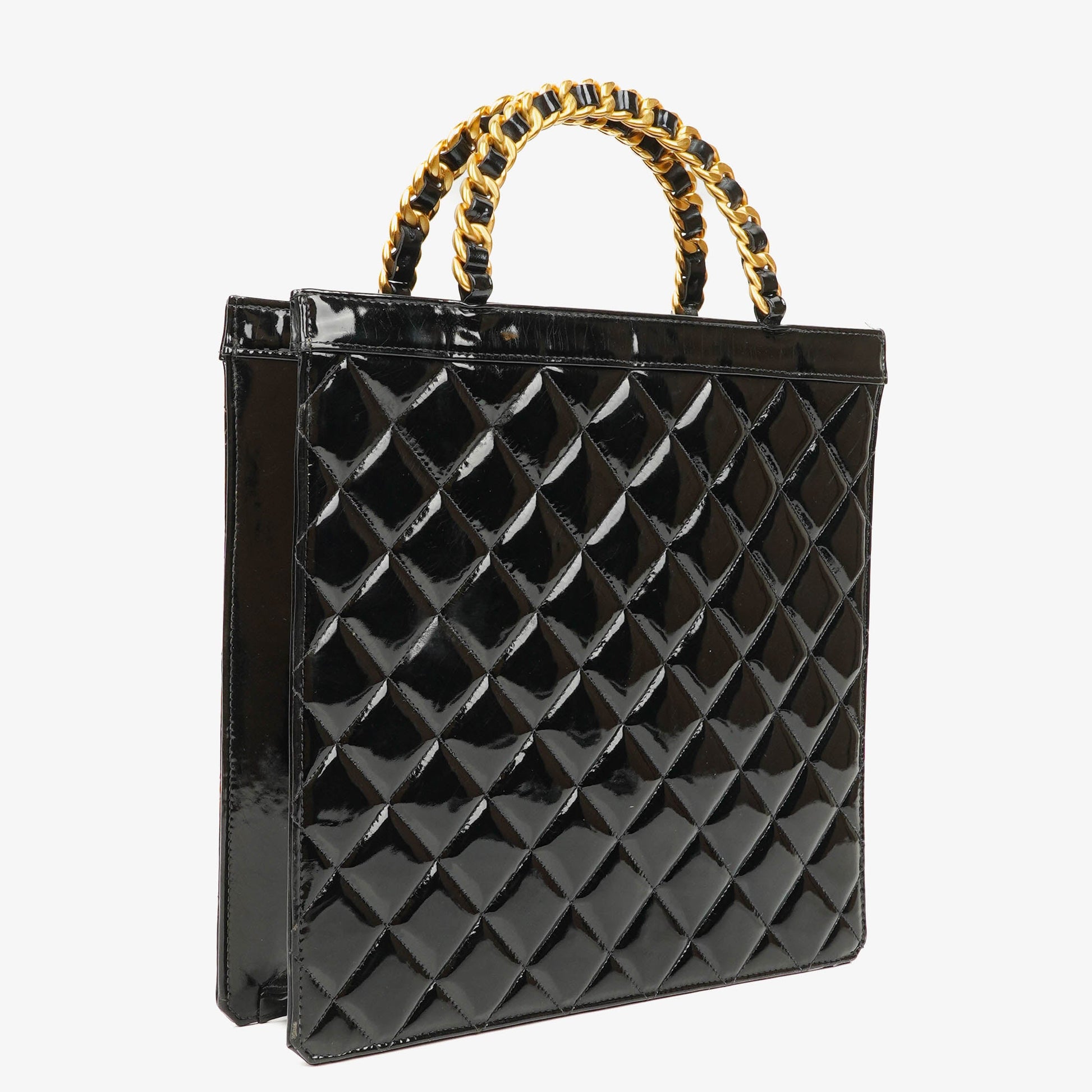 Chanel Tote Tasche aus schwarzem Lackleder
