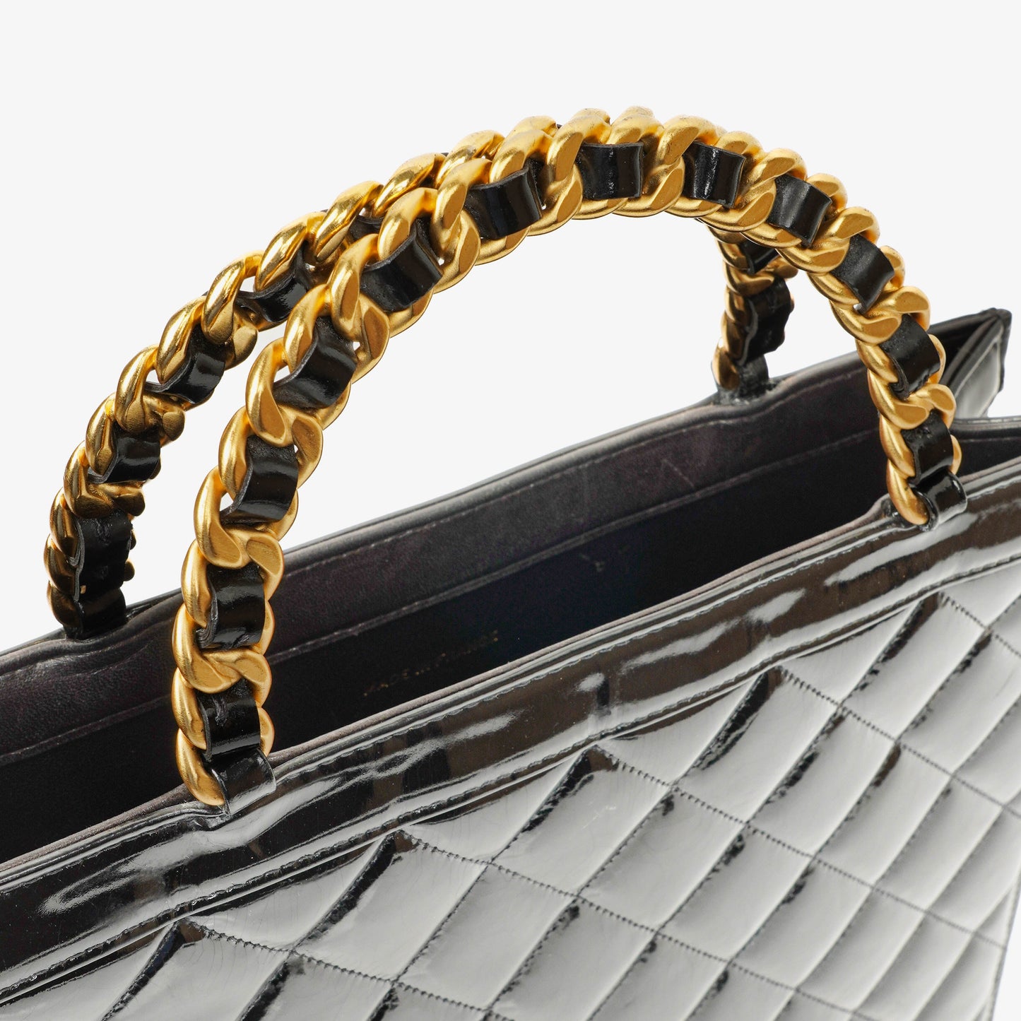 Chanel Tote Tasche aus schwarzem Lackleder