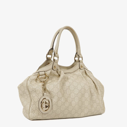 Gucci Sukey Hobo Bag aus neutralfarbenem Guccissima Leder