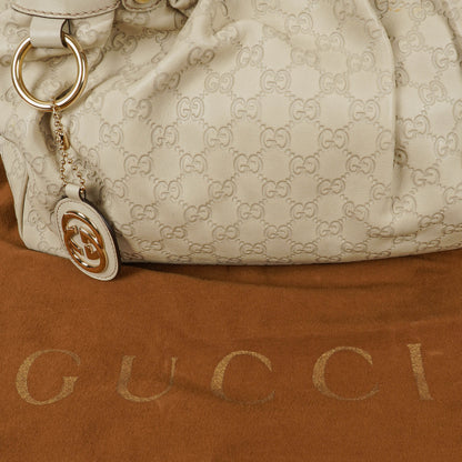 Gucci Sukey Hobo Bag aus neutralfarbenem Guccissima Leder