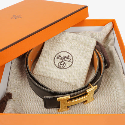 Hermès H Gürtel 32 mm aus schwarzem Boxleder