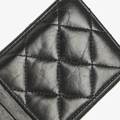 Chanel Münzgeldbörse aus schwarzem gestepptem Leder