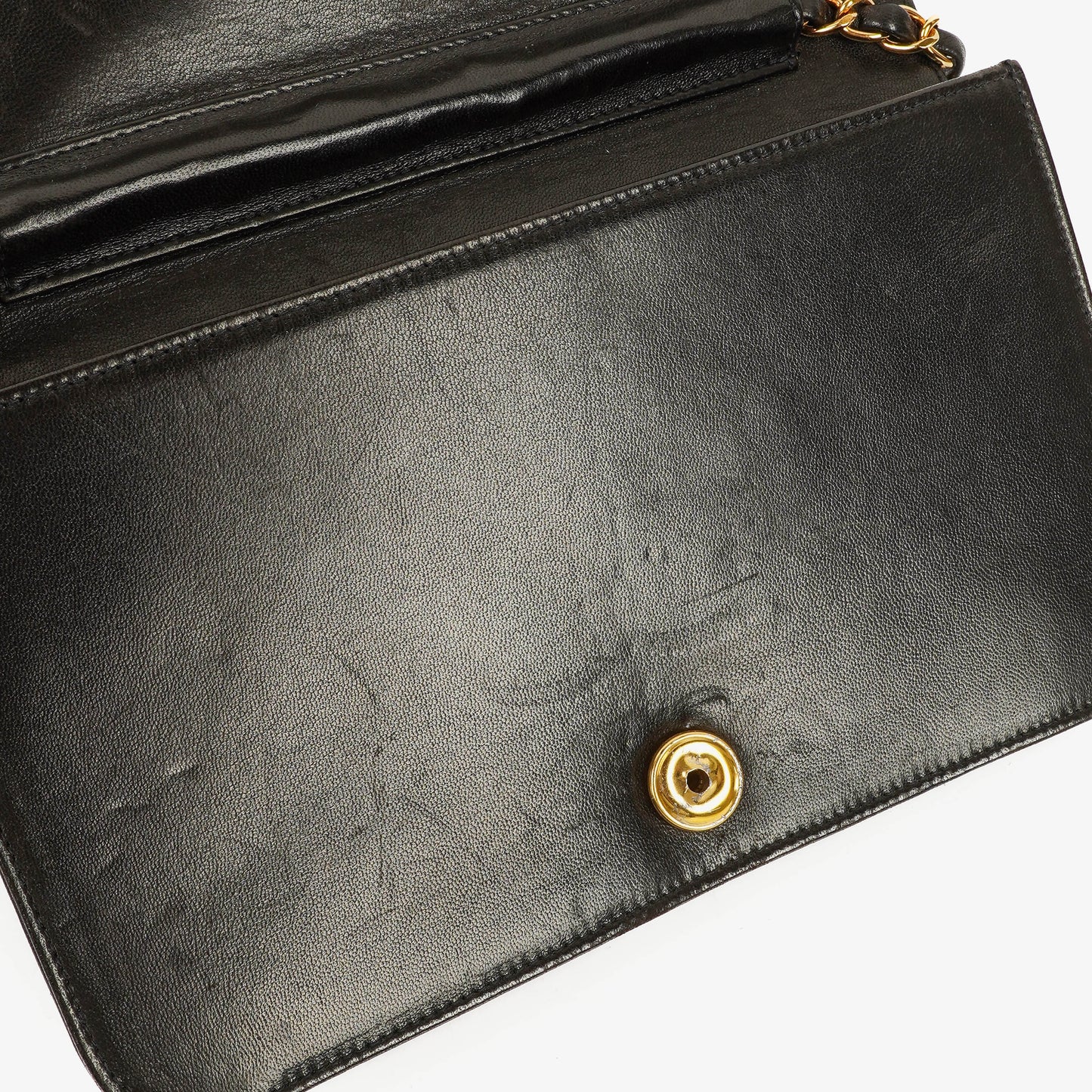 Chanel Classic Full Flap Bag aus schwarzem gestepptem Lammleder mit 24K vergoldeter Hardware