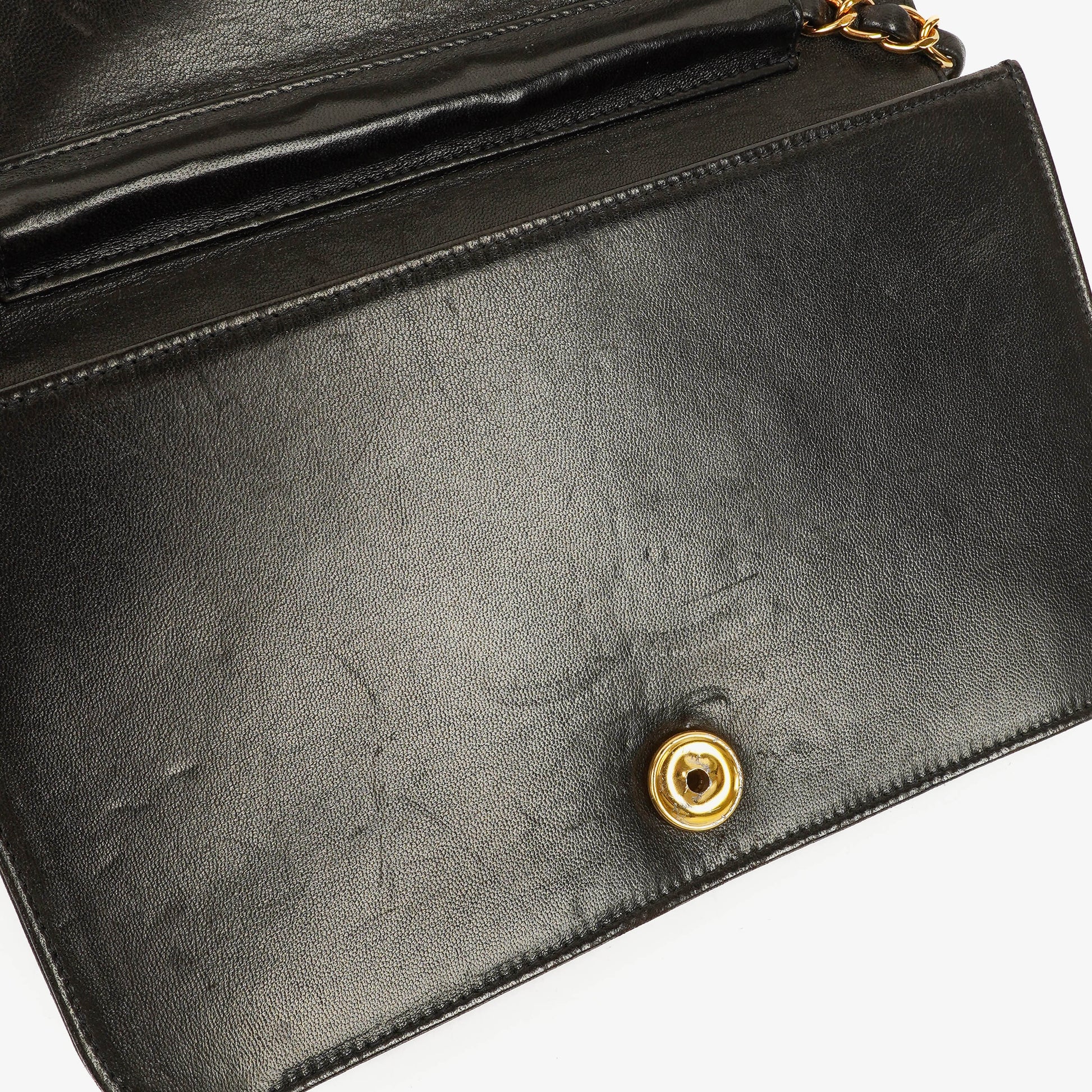 Chanel Classic Full Flap Bag aus schwarzem gestepptem Lammleder mit 24K vergoldeter Hardware