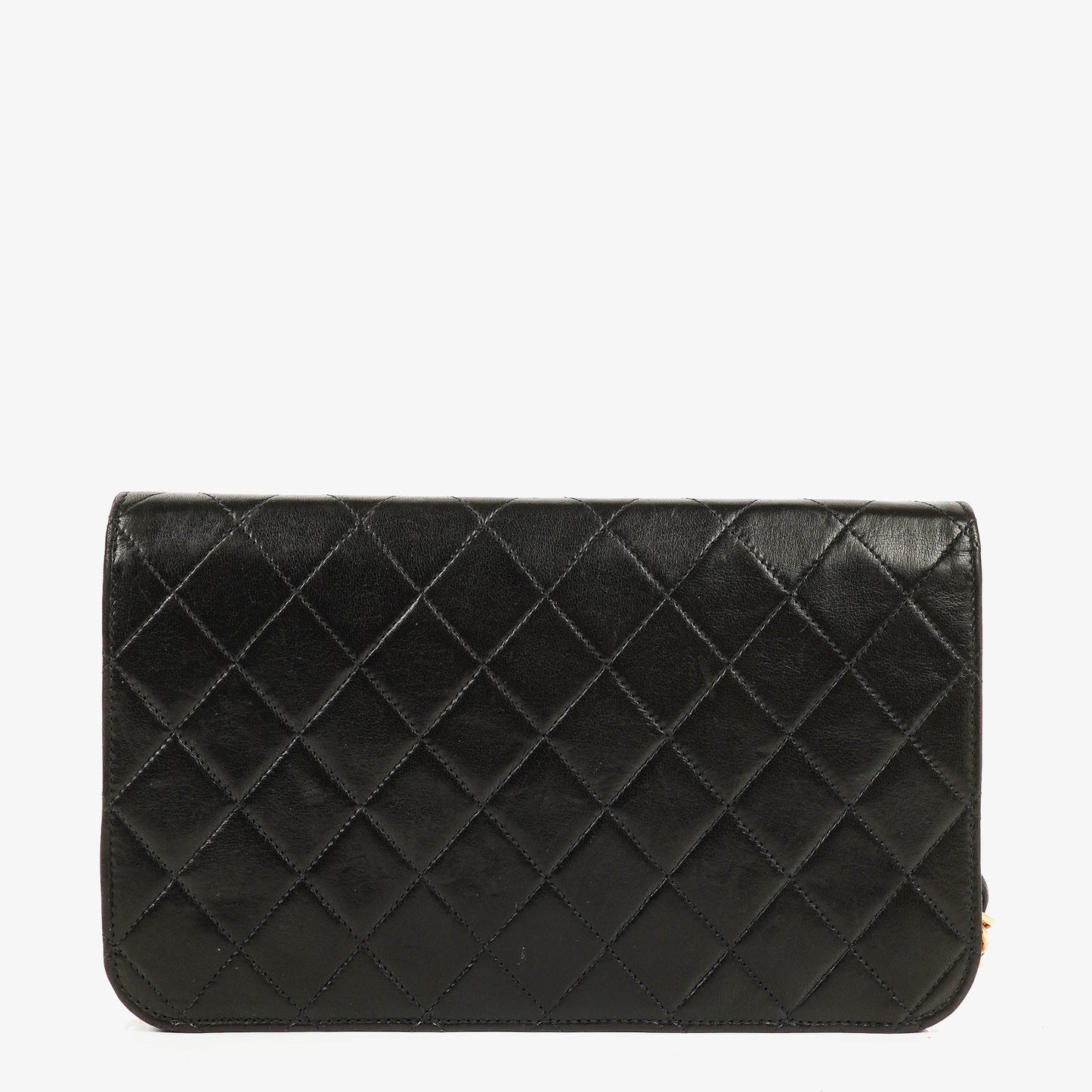 Chanel Classic Full Flap Bag aus schwarzem gestepptem Lammleder mit 24K vergoldeter Hardware