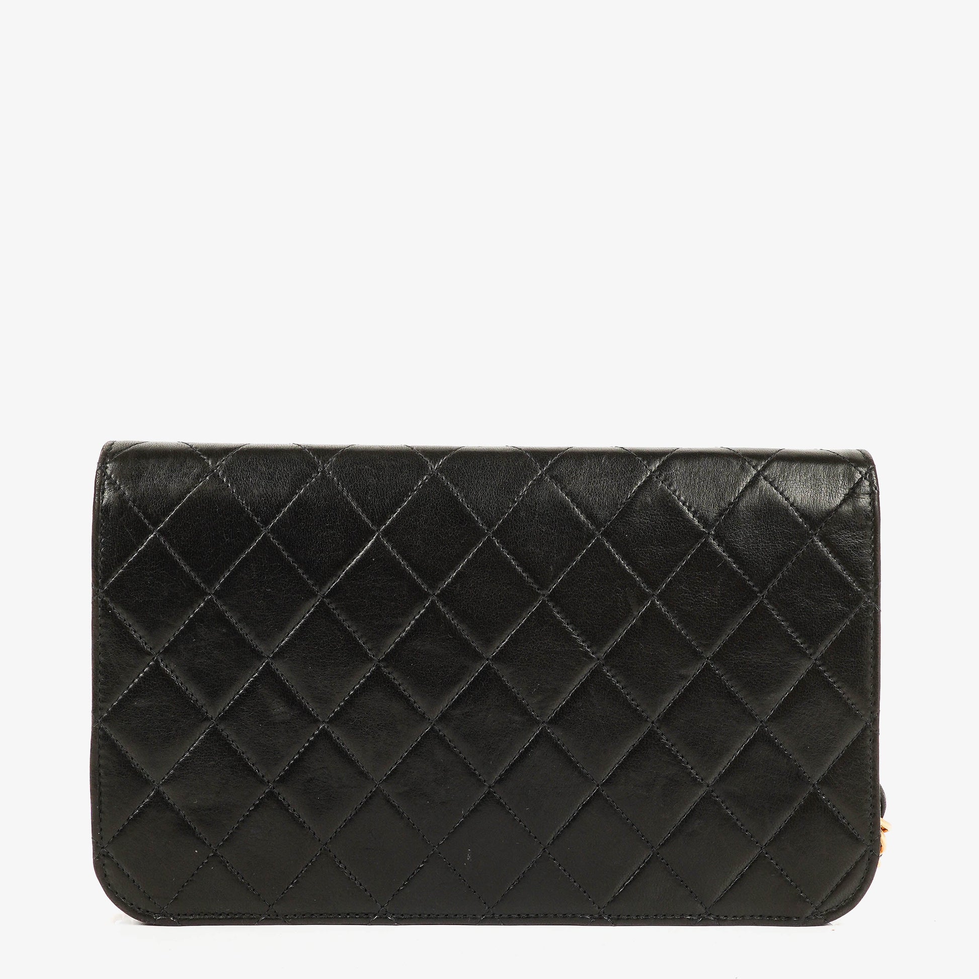 Chanel Classic Full Flap Bag aus schwarzem gestepptem Lammleder mit 24K vergoldeter Hardware