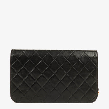 Chanel Classic Full Flap Bag aus schwarzem gestepptem Lammleder mit 24K vergoldeter Hardware