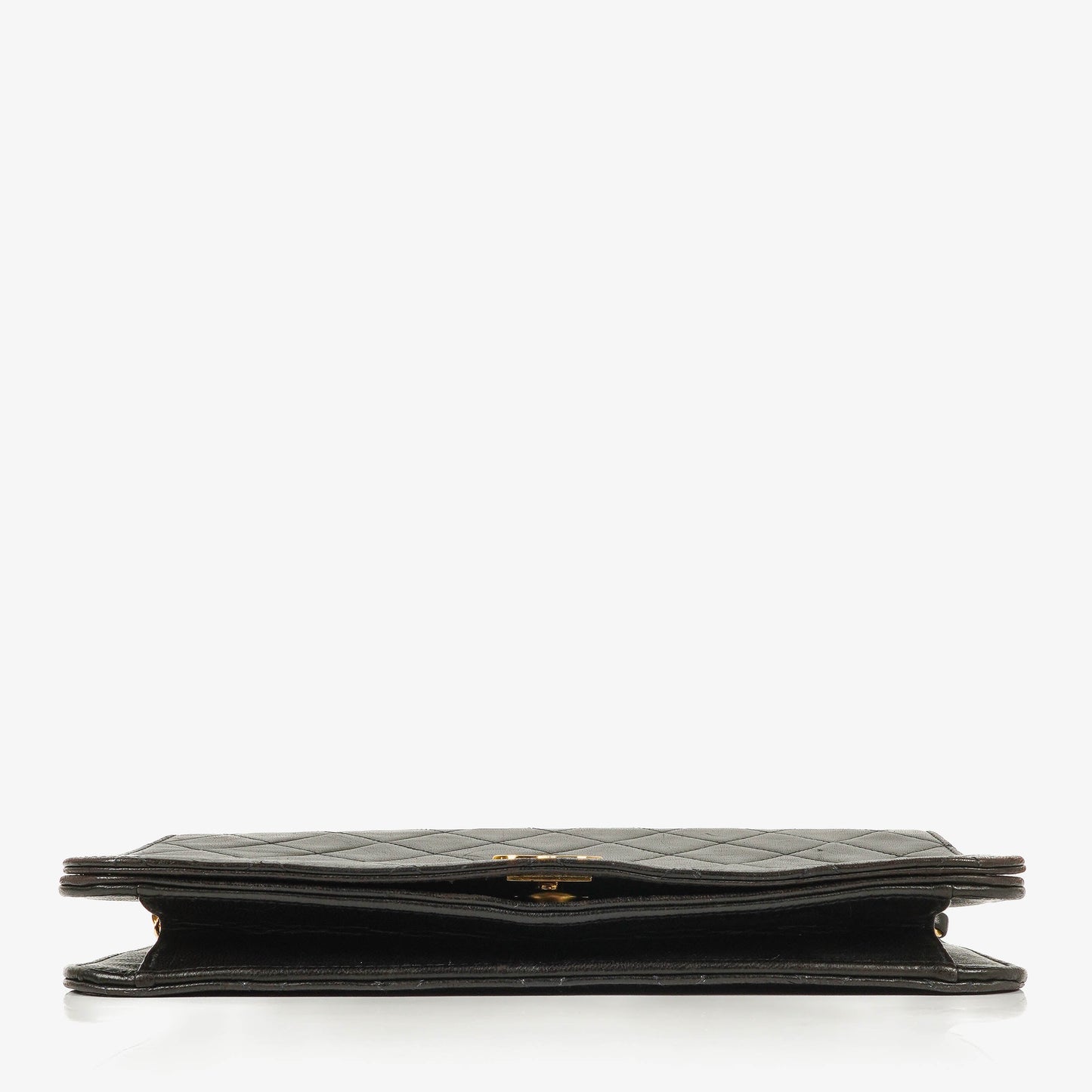 Chanel Classic Full Flap Bag aus schwarzem gestepptem Lammleder mit 24K vergoldeter Hardware