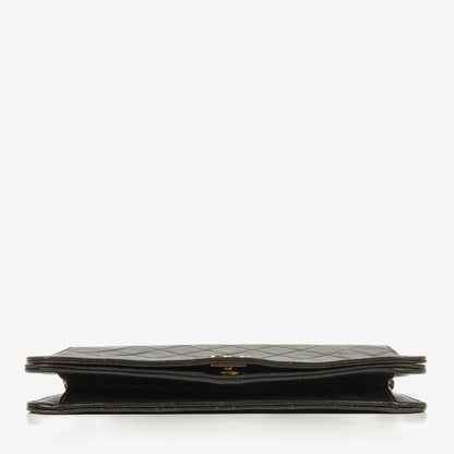Chanel Classic Full Flap Bag aus schwarzem gestepptem Lammleder mit 24K vergoldeter Hardware