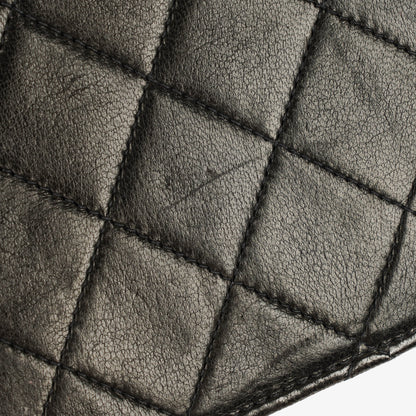 Chanel Classic Full Flap Bag aus schwarzem gestepptem Lammleder mit 24K vergoldeter Hardware