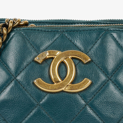 Chanel Crown CC Double Zip gesteppte Ledertasche