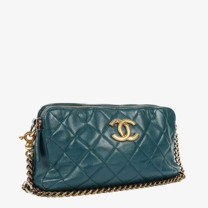 Chanel Crown CC Double Zip gesteppte Ledertasche
