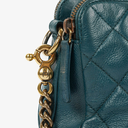 Chanel Crown CC Double Zip gesteppte Ledertasche