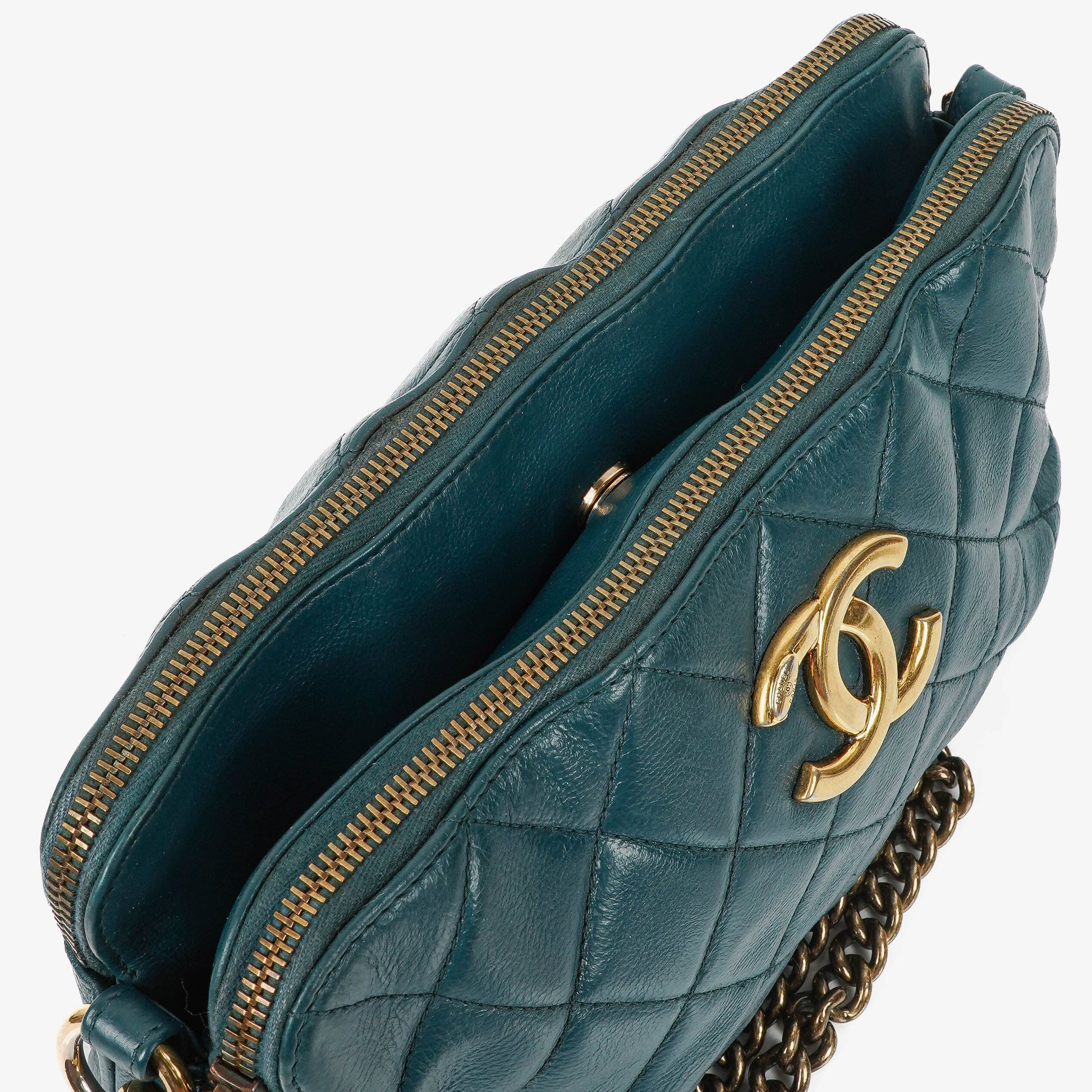 Chanel Crown CC Double Zip gesteppte Ledertasche