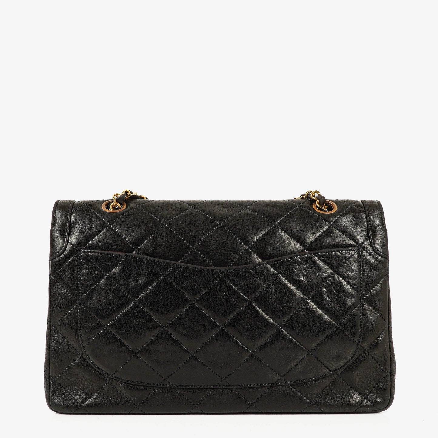 Chanel Paris Classic Medium Double Flap Bag aus schwarzem gestepptem Lammleder mit gold- und silberfarbener Combo-Hardware