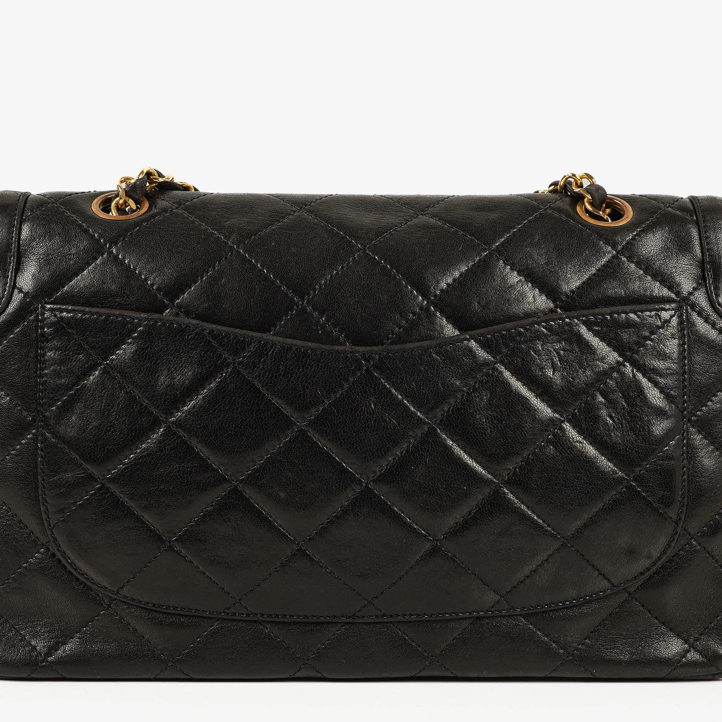 Chanel Paris Classic Medium Double Flap Bag aus schwarzem gestepptem Lammleder mit gold- und silberfarbener Combo-Hardware