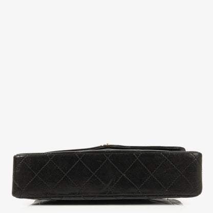 Chanel Paris Classic Medium Double Flap Bag aus schwarzem gestepptem Lammleder mit gold- und silberfarbener Combo-Hardware