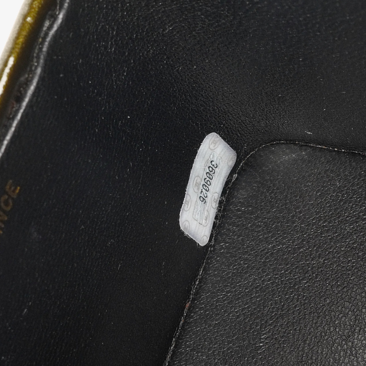 CHANEL CC Vanity Case aus olivgrünem schillerndem gestepptem Lackleder