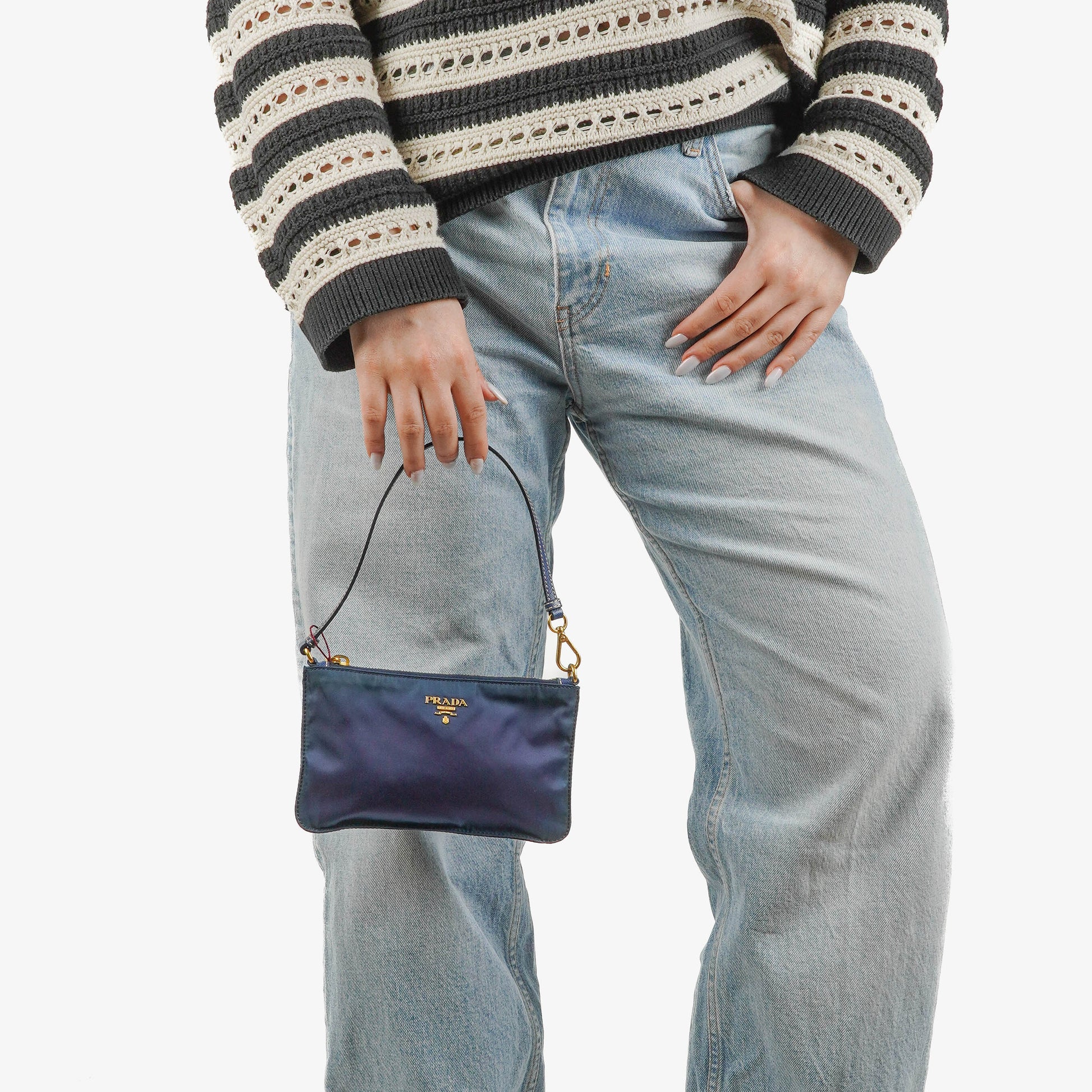 Prada kleine Tasche aus blauem Nylon