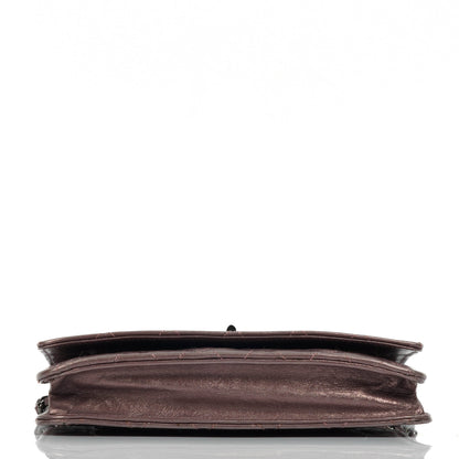 CHANEL 2.55 Reissue Wallet on Chain WOC aus lila gestepptem gealtertem Metallic-Kalbsleder