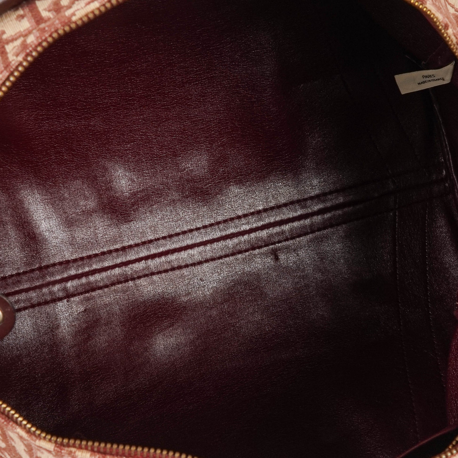 Christian Dior Vintage Boston Bag aus beigem/burgunderfarbenem Trotter