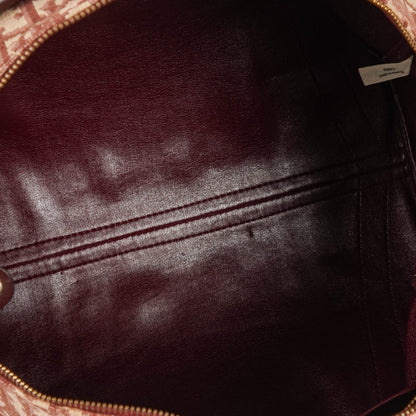 Christian Dior Vintage Boston Bag aus beigem/burgunderfarbenem Trotter