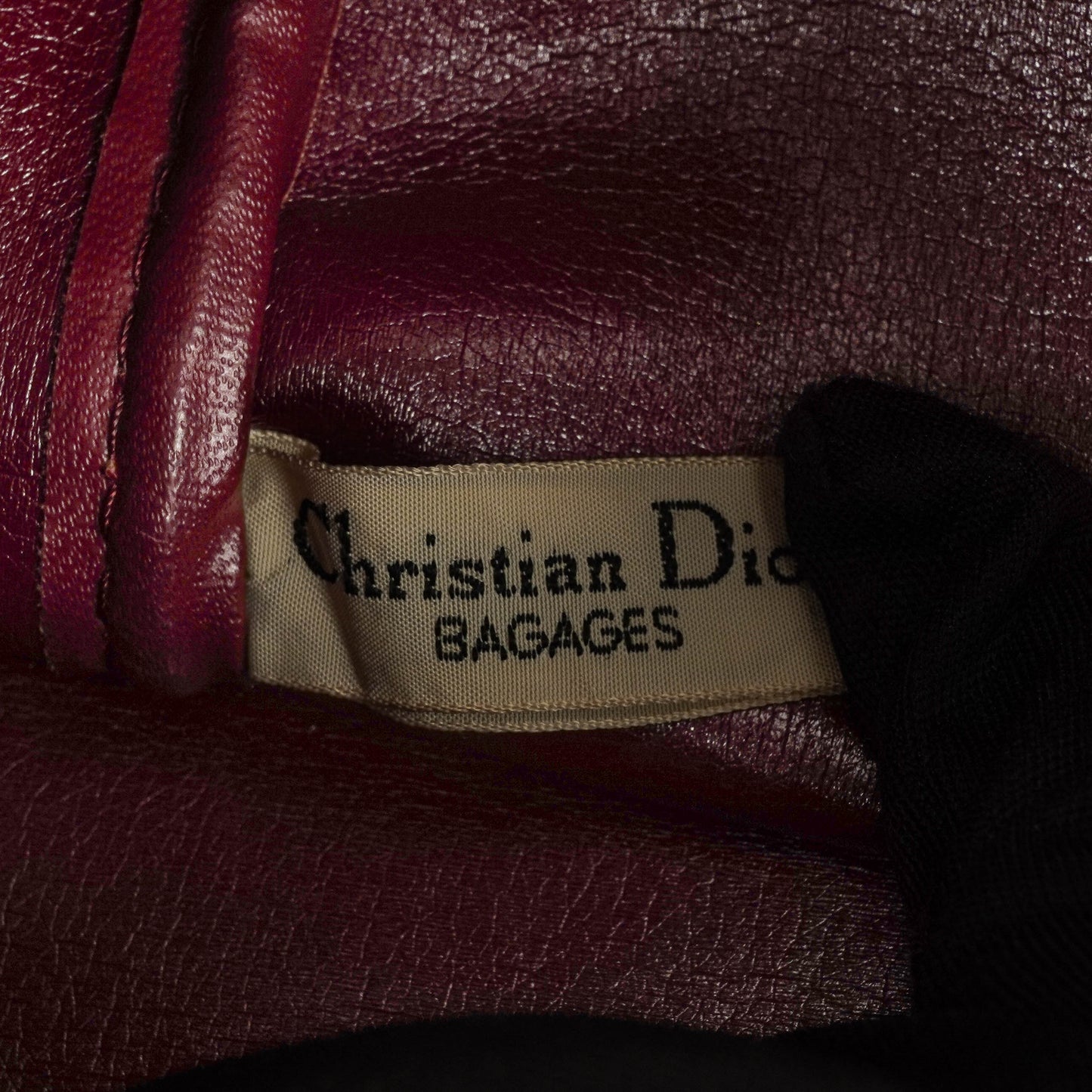 Christian Dior Vintage Boston Bag aus beigem/burgunderfarbenem Trotter
