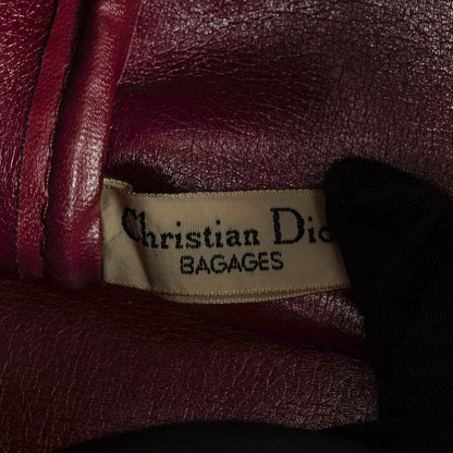 Christian Dior Vintage Boston Bag aus beigem/burgunderfarbenem Trotter