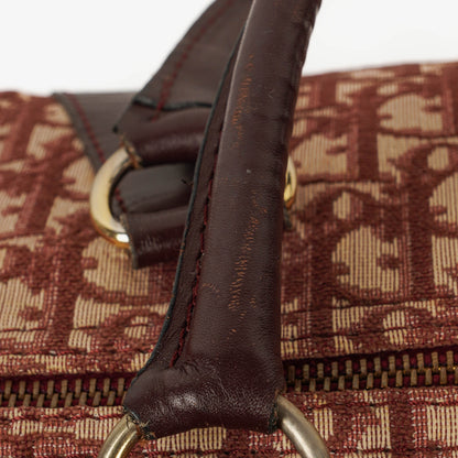 Christian Dior Vintage Boston Bag aus beigem/burgunderfarbenem Trotter