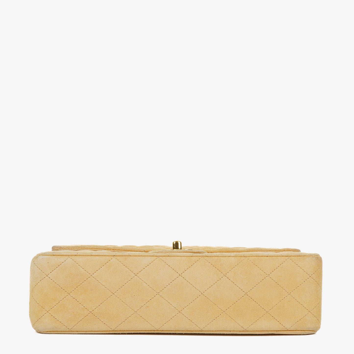 Chanel Medium Classic Vintage Double Flap Tasche aus beigem Wildleder mit 24K vergoldeten Beschlägen