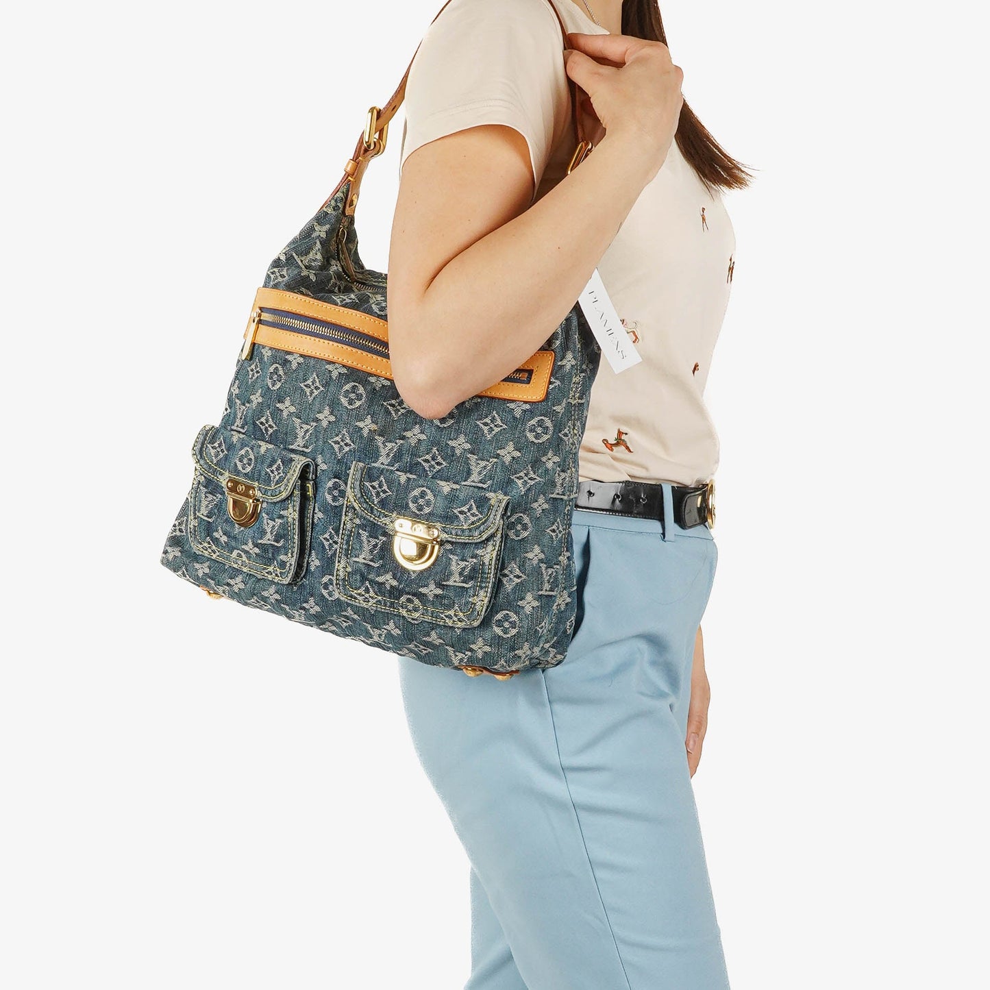 Louis Vuitton Baggy PM Schultertasche aus Monogram Denim