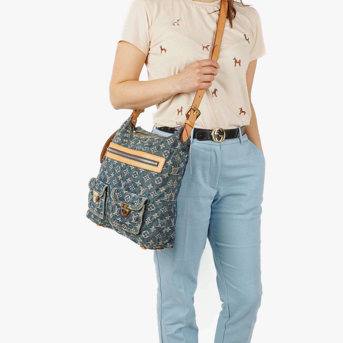 Louis Vuitton Baggy PM Schultertasche aus Monogram Denim