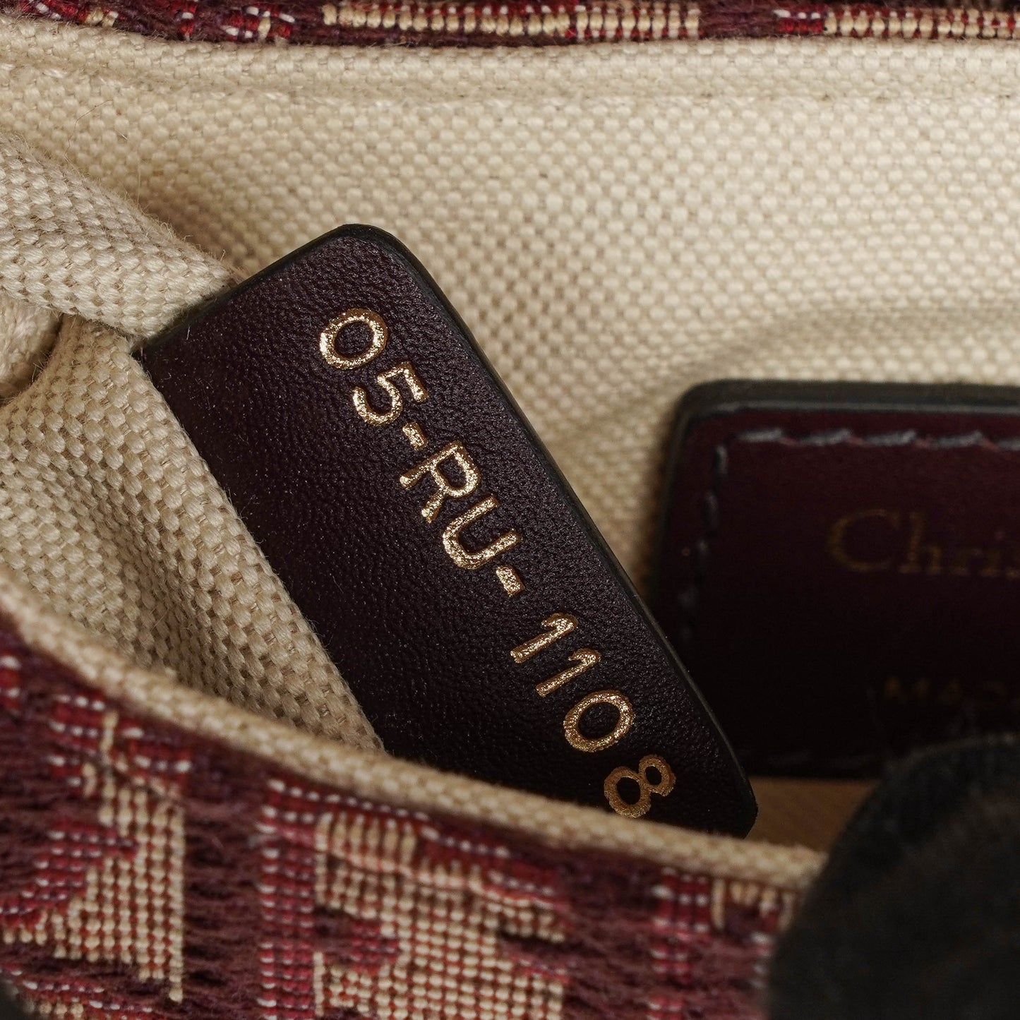 Christian Dior kleine Saddle Bag aus beigem/burgunderfarbenem Trotter