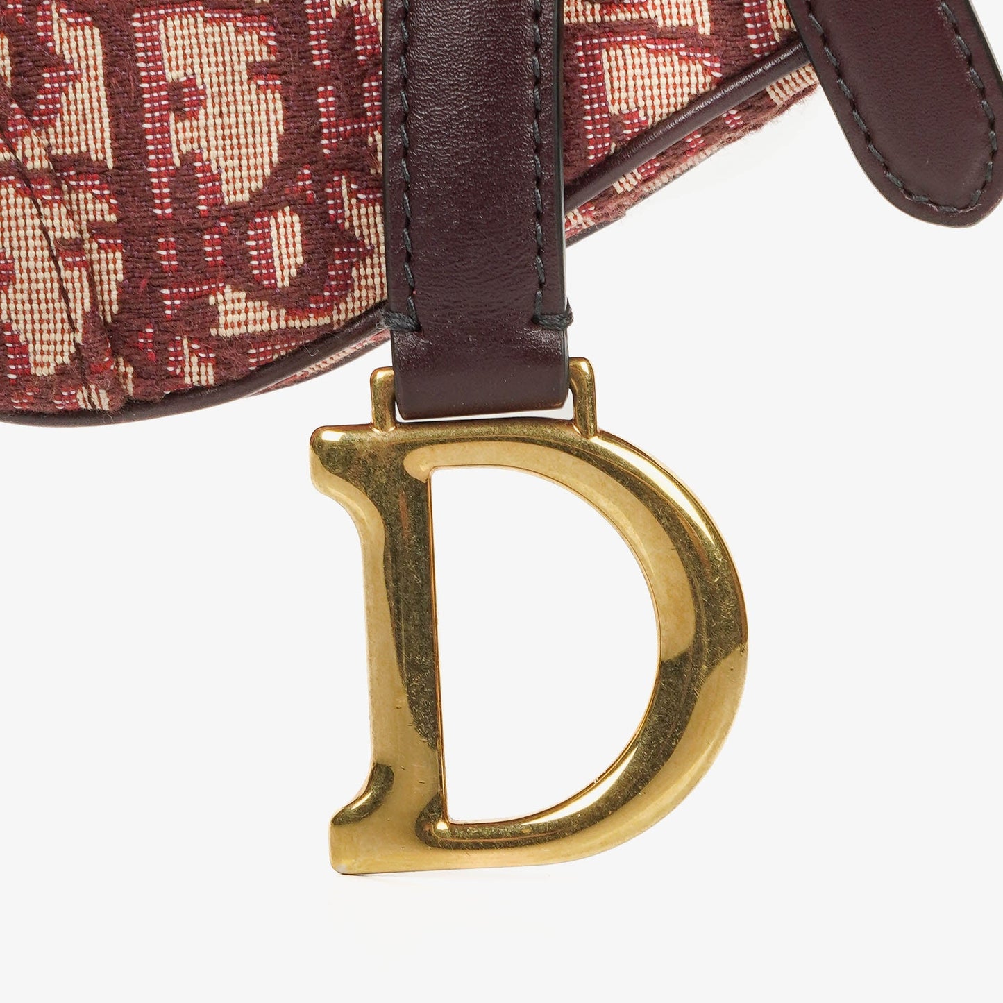 Christian Dior kleine Saddle Bag aus beigem/burgunderfarbenem Trotter