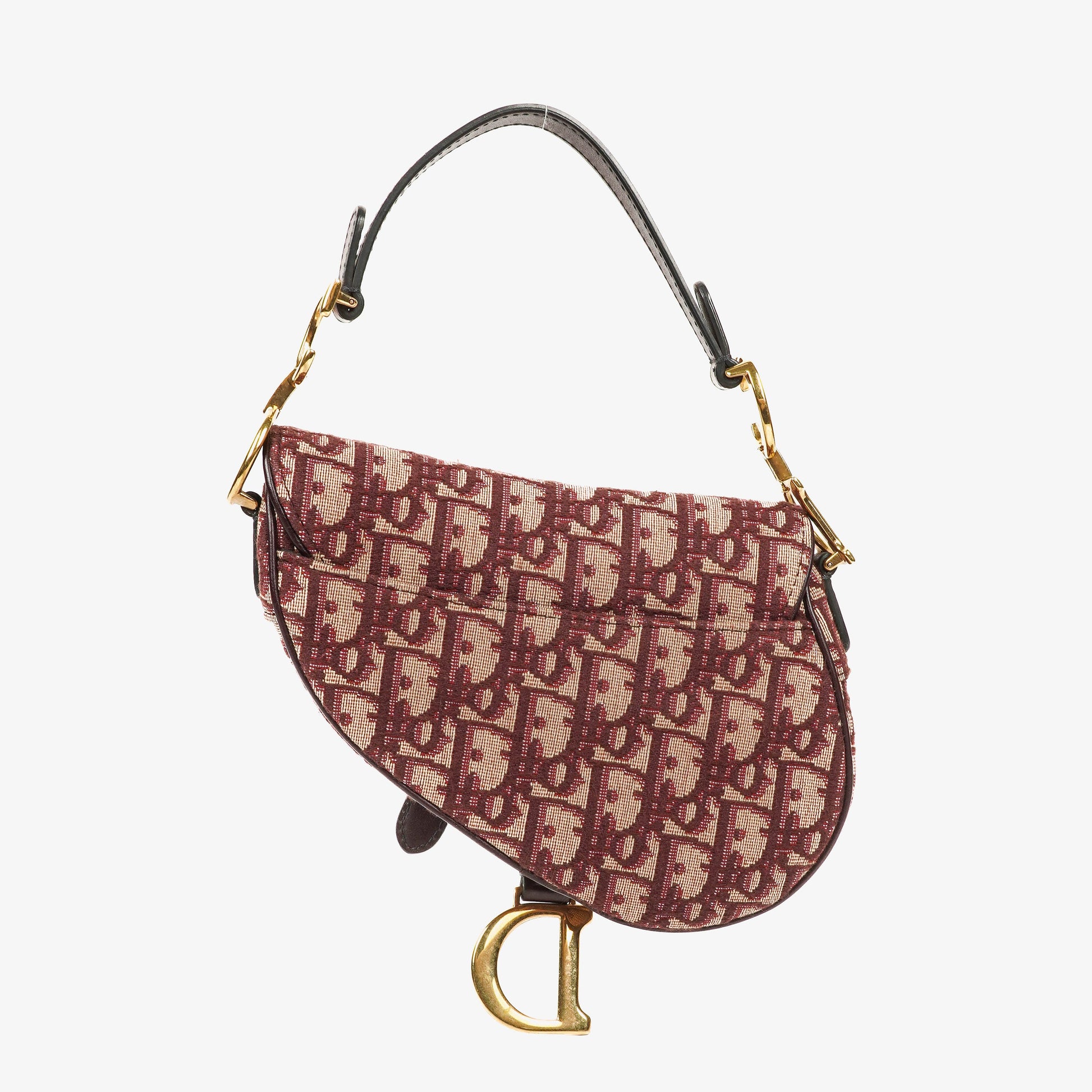 Christian Dior kleine Saddle Bag aus beigem/burgunderfarbenem Trotter