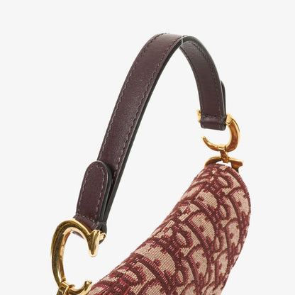 Christian Dior kleine Saddle Bag aus beigem/burgunderfarbenem Trotter