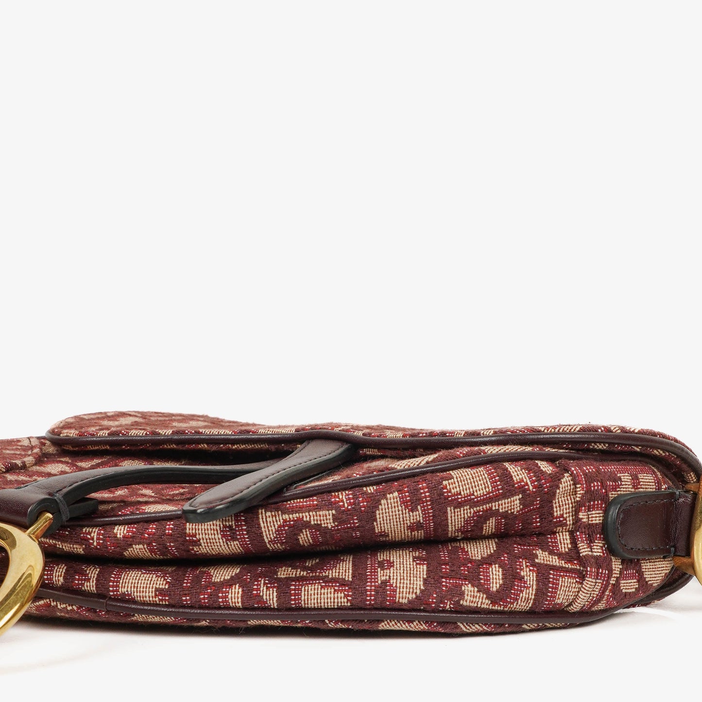Christian Dior kleine Saddle Bag aus beigem/burgunderfarbenem Trotter