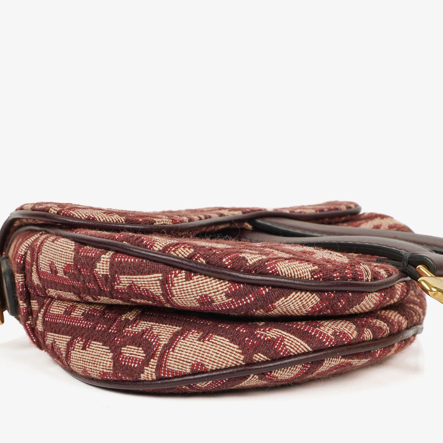 Christian Dior kleine Saddle Bag aus beigem/burgunderfarbenem Trotter