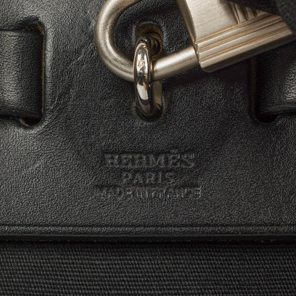 Hermès Herbag PM 2-Wege-Tasche aus Vache Hunter Noir und Canvas mit Palladium-Hardware
