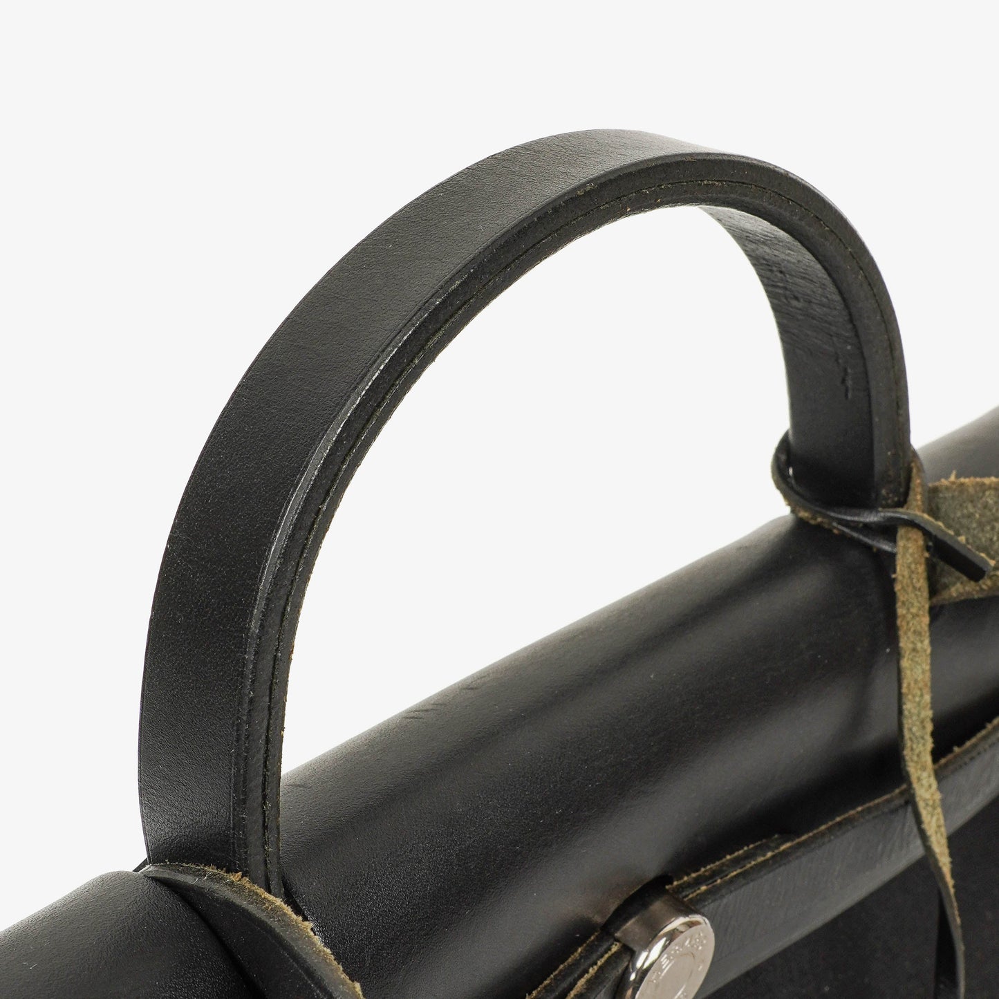Hermès Herbag PM 2-Wege-Tasche aus Vache Hunter Noir und Canvas mit Palladium-Hardware