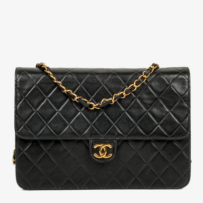 Chanel Classic Single Flap Bag aus gestepptem Lammleder mit 24K vergoldeter Hardware