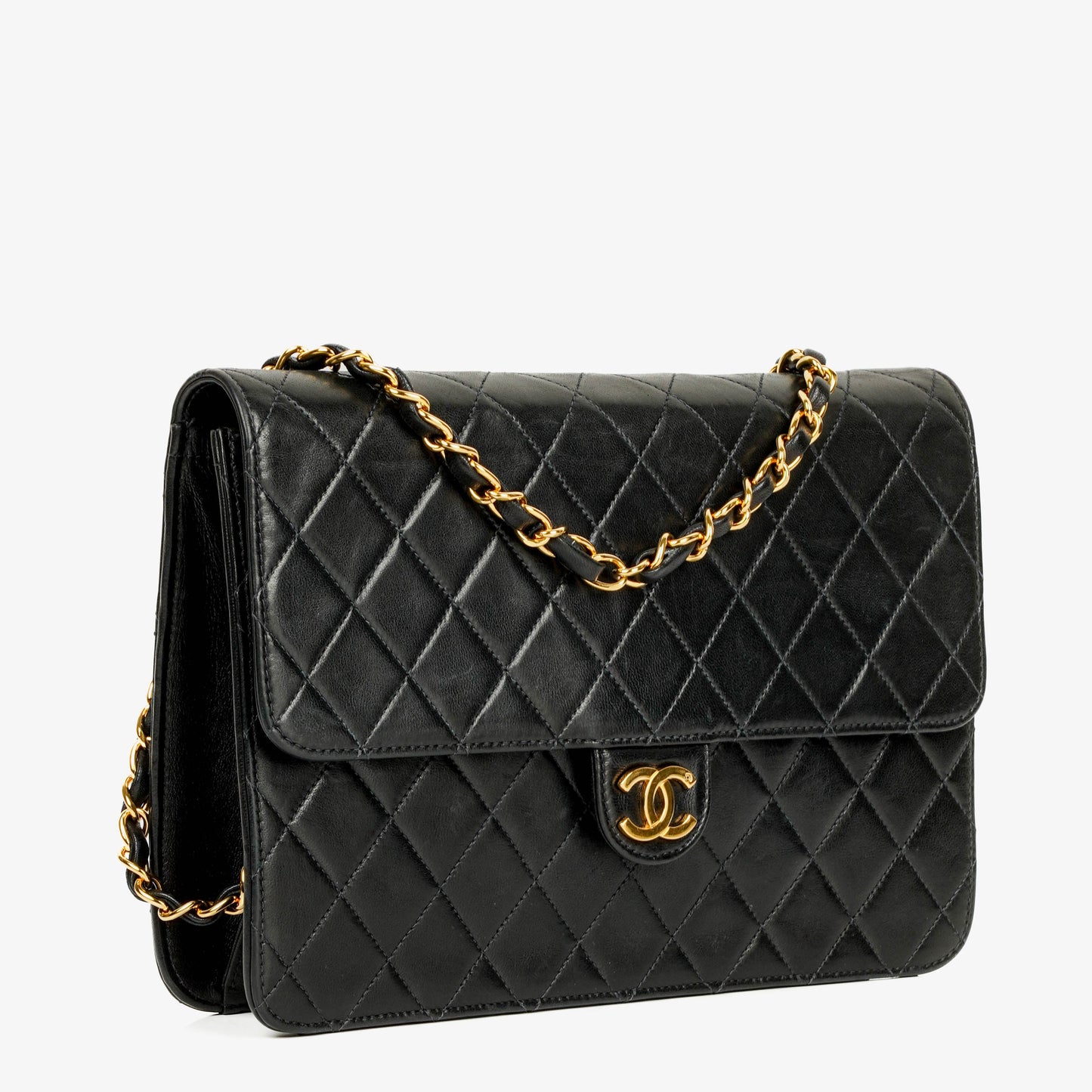 Chanel Classic Single Flap Bag aus gestepptem Lammleder mit 24K vergoldeter Hardware