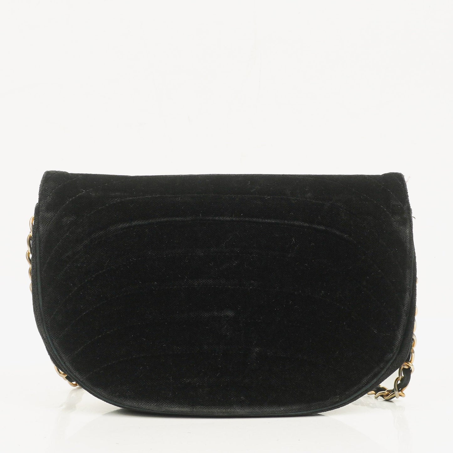 Chanel Small Half Moon Klappentasche aus schwarzem Samt