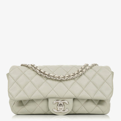 Chanel East West Quilted Leather Flap Bag With Silver-Tone Hardware
