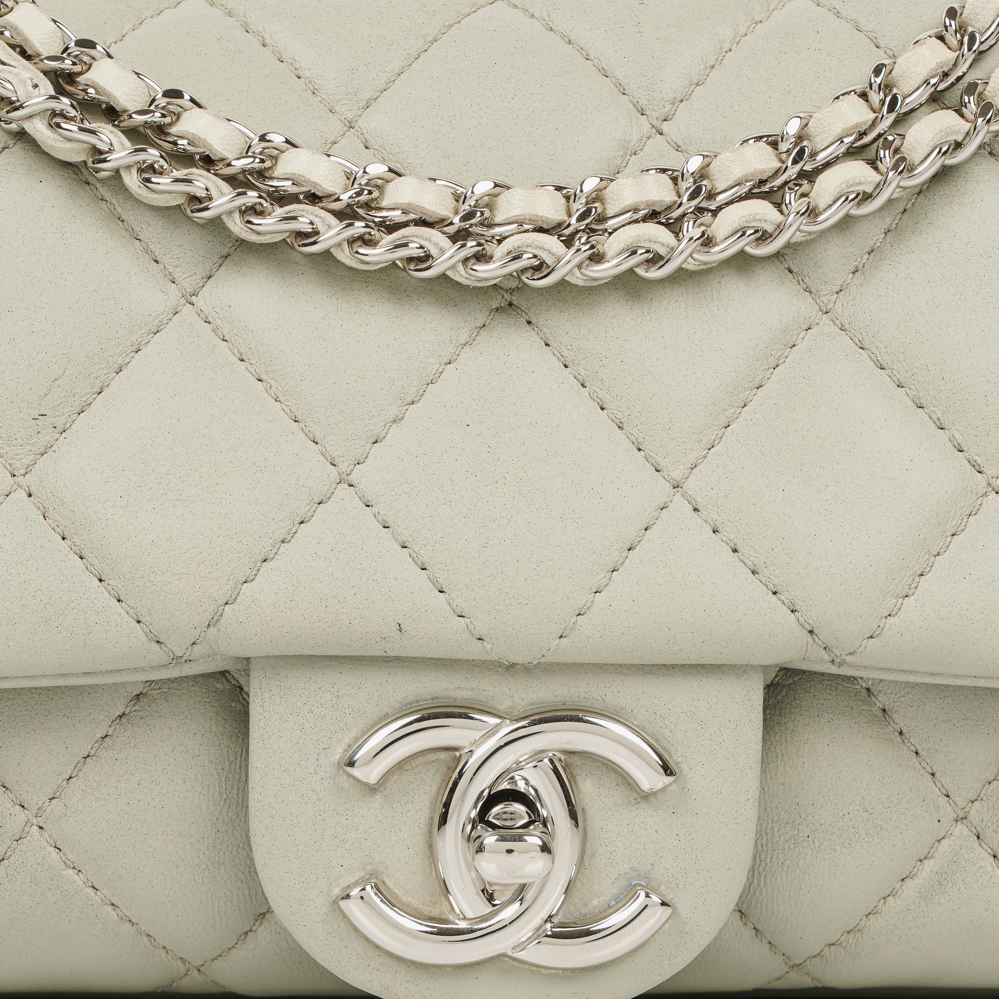Chanel East West Quilted Leather Flap Bag With Silver-Tone Hardware