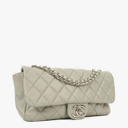 Chanel East West Quilted Leather Flap Bag With Silver-Tone Hardware