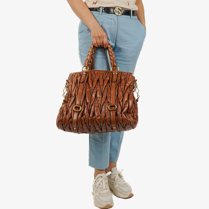 Miu Miu Matelasse Leather Tote Bag