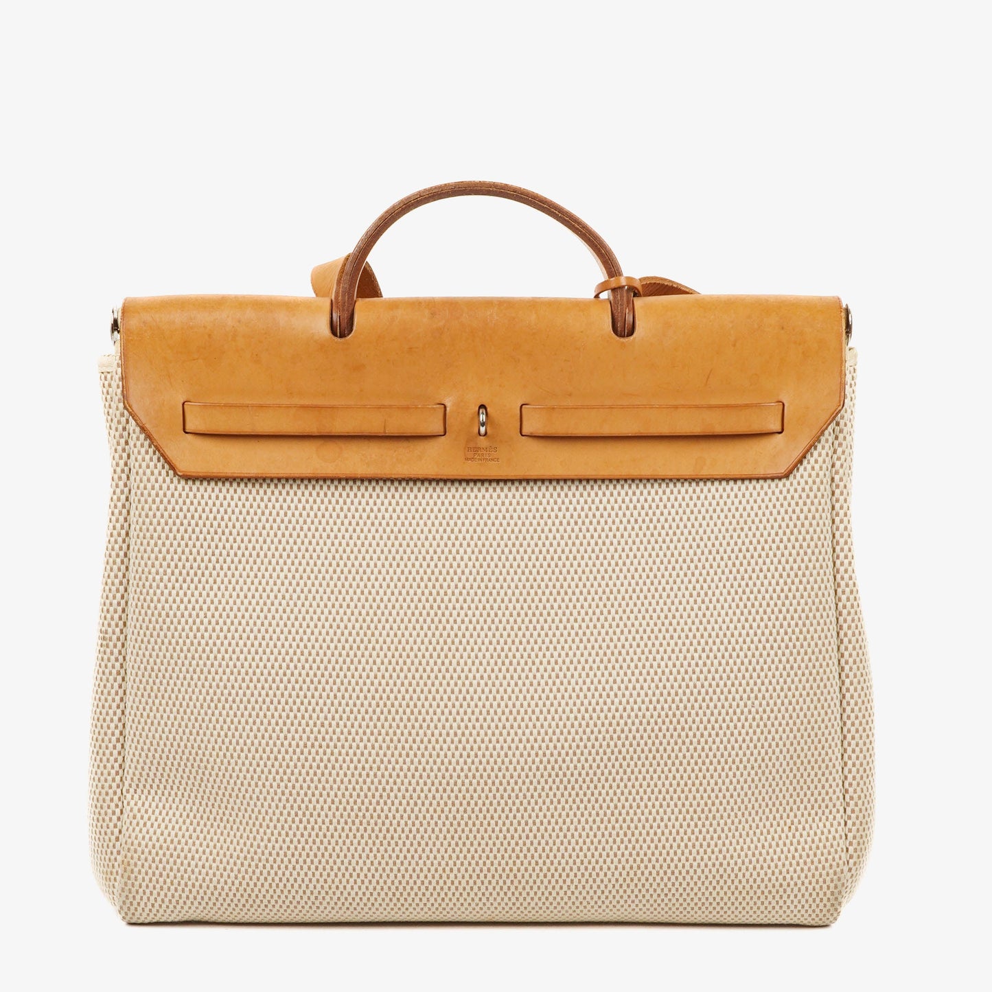 Hermes Herbag MM Vache Hunter Criss Viking Ecru Beige Naturel 2 Way Shoulder Bag