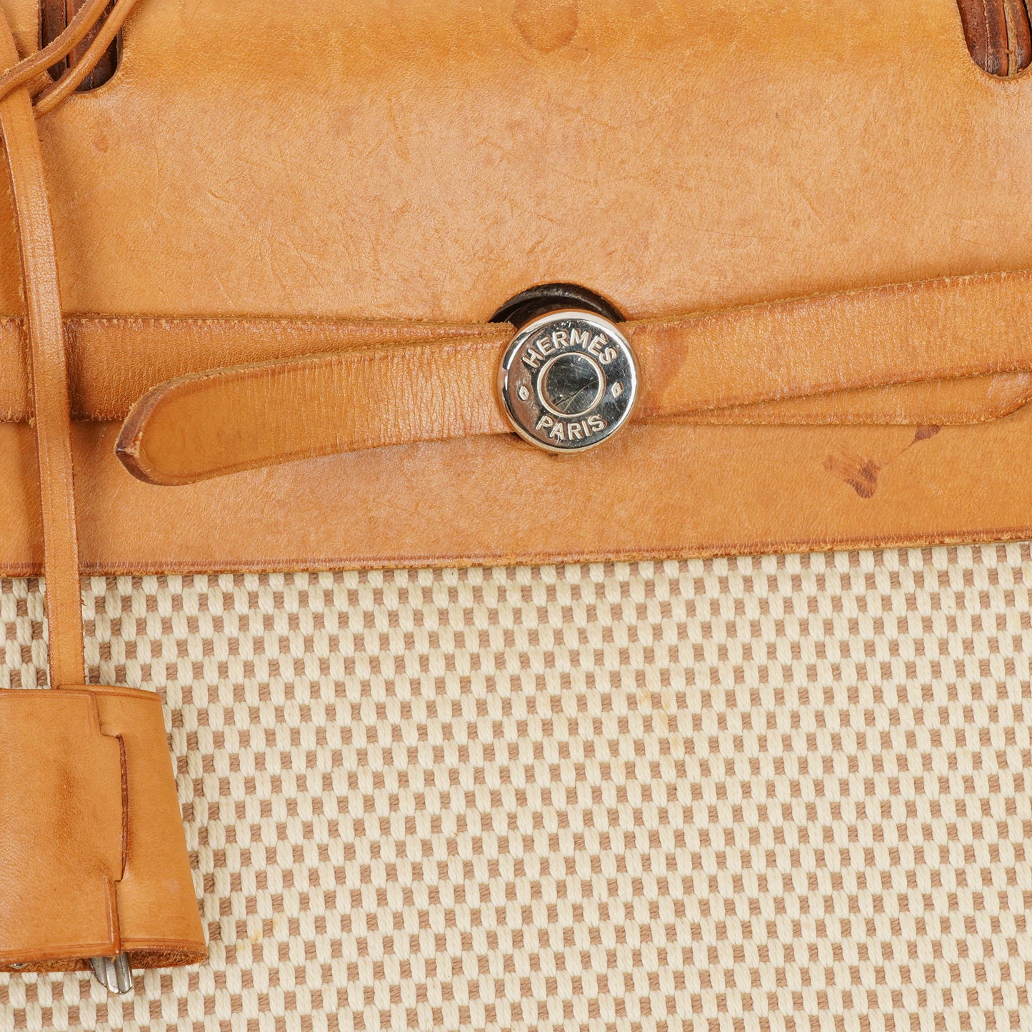 Hermes Herbag MM Vache Hunter Criss Viking Ecru Beige Naturel 2 Way Shoulder Bag