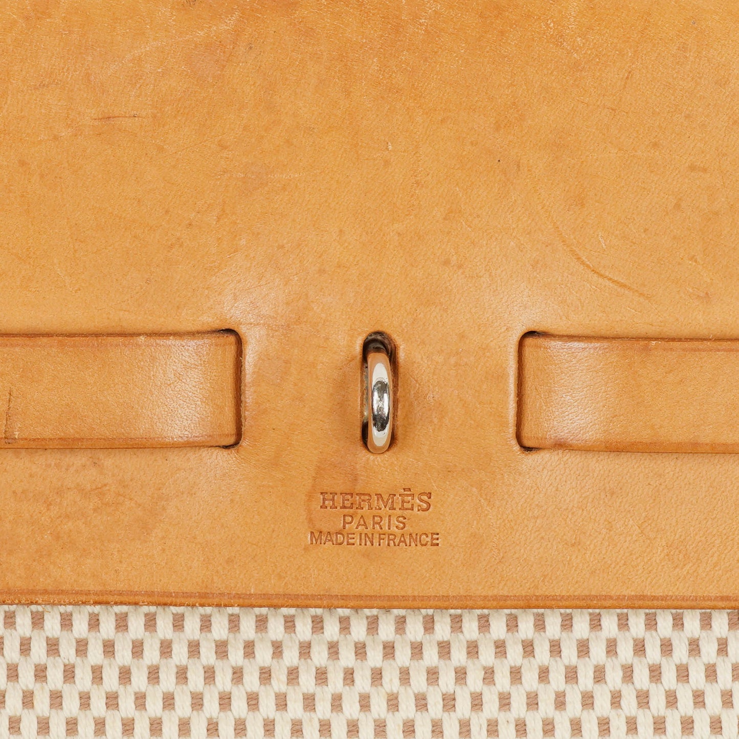 Hermes Herbag MM Vache Hunter Criss Viking Ecru Beige Naturel 2 Way Shoulder Bag